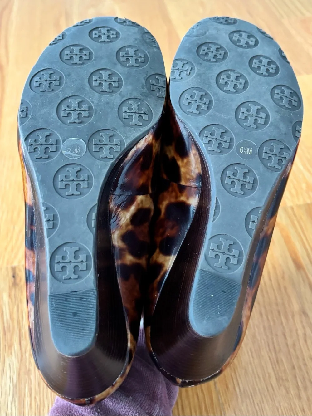 Tory Burch Tortoiseshell Reva Ballet Flats with Gold Logo